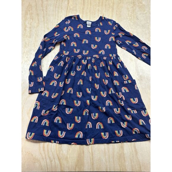 Hanna Andersson RAINBOW NAVY Sz 12 PLAY DRESS WITH POCKETS Cotton Playful - Picture 1 of 6